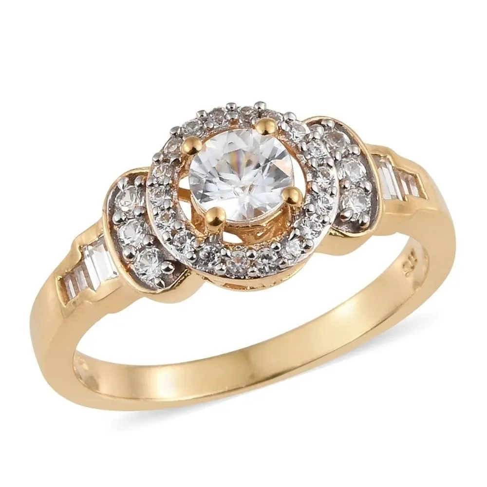 Ring White Zircon YG Over Sterling Silver Size 8.0